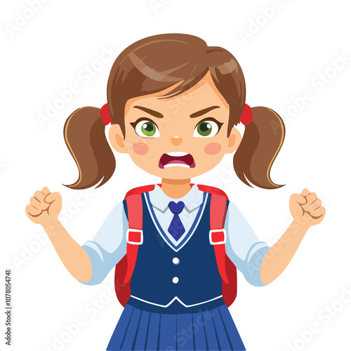 Portrait of angry girl wearing school uniform