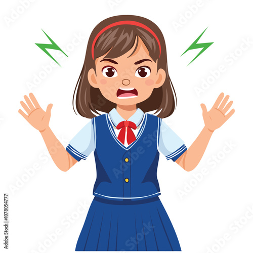 Portrait of angry girl wearing school uniform