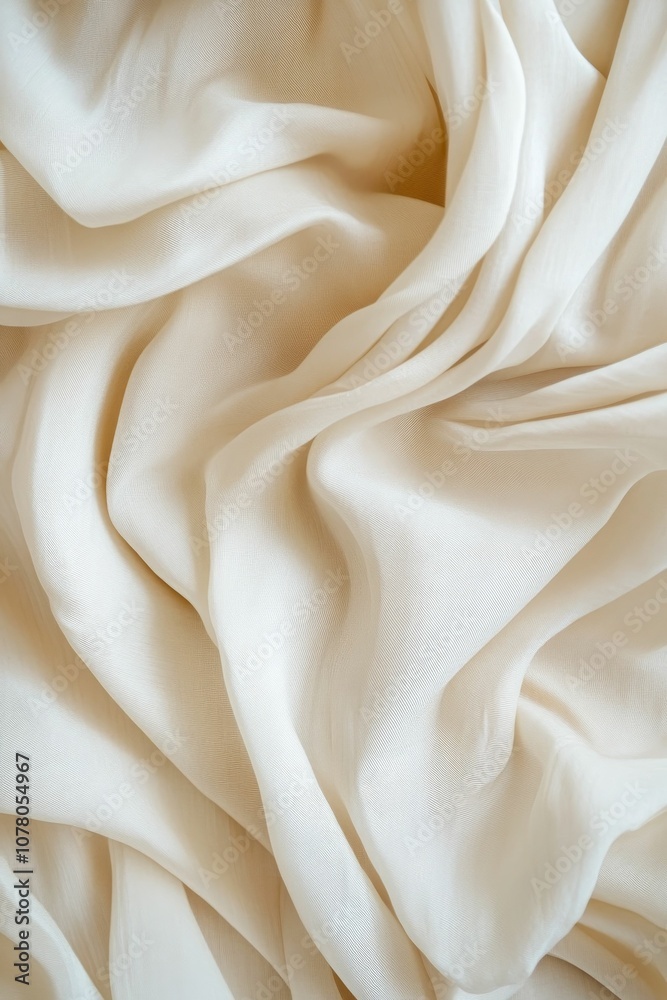 Fototapeta premium Soft, flowing, ivory fabric drapes.
