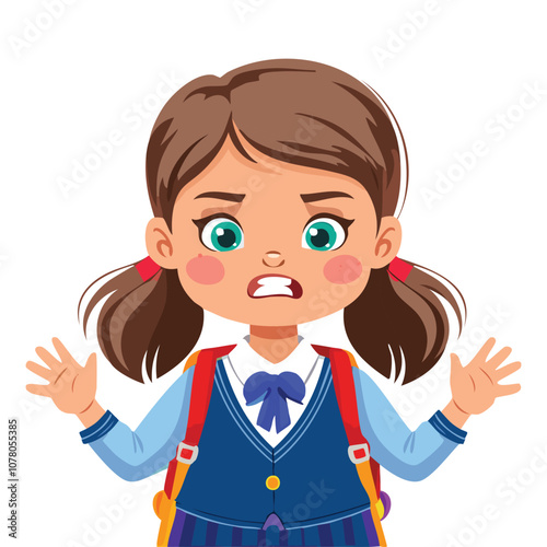 Portrait of angry girl wearing school uniform