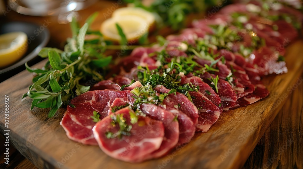 Freshly Sliced Charcuterie Board with Herbs and Citrus Freshly Sliced Charcuterie Board with Herbs and Citrus