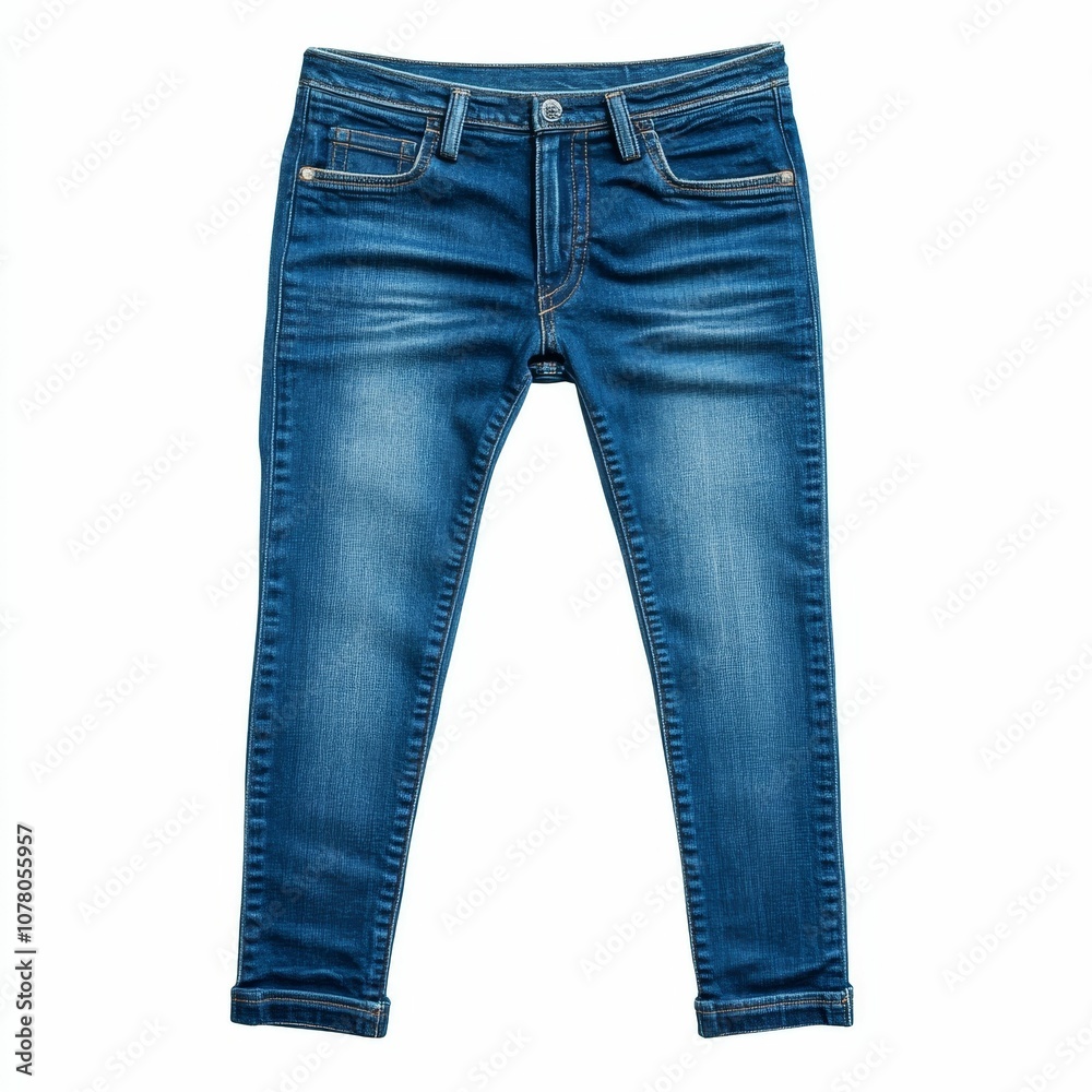 Blue denim jeans isolated on white. Blue denim jeans isolated on white.