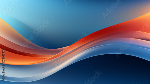 Abstract design with flowing, wavy lines of orange and blue