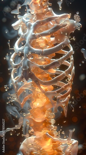 Abstract Liquid Skeleton: A Glowing Organic Form photo