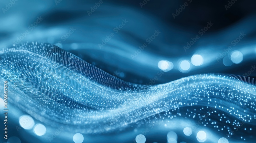 Abstract blue wave pattern with flowing light particles. Futuristic digital design background for technology concept Abstract blue wave pattern with flowing light particles. Futuristic digital design background for technology concept