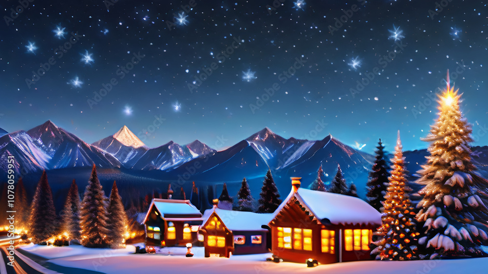 Fototapeta premium christmas house in the forest christmas decorations