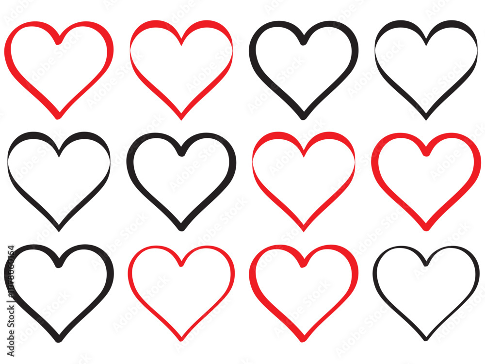 Heart doodles set. Hand drawn hearts collection. Romance and love illustrations. Heart doodles set. Hand drawn hearts collection. Romance and love illustrations.