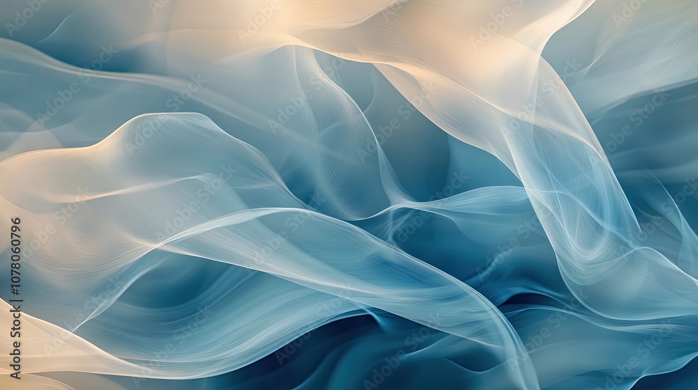 Obraz premium Abstract wave background design with delicate blue hues, creating a serene atmosphere. The elegant blue waves flow seamlessly across the composition, perfect for various creative projects.