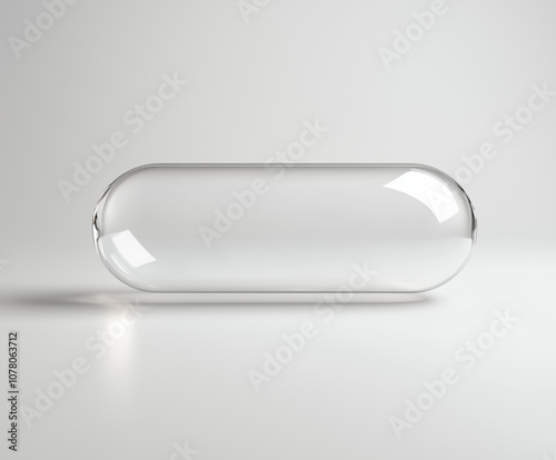 Clear pill bottle is sitting on a white background