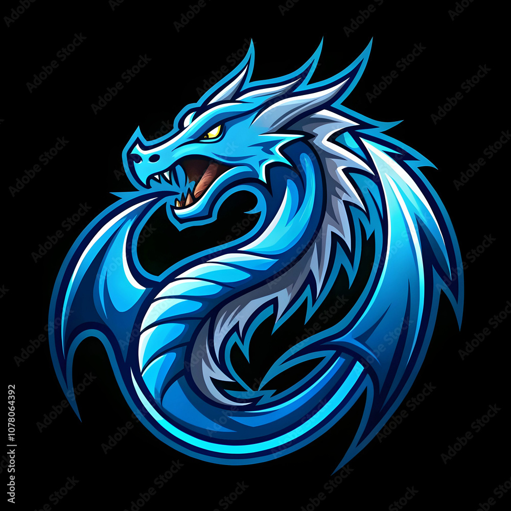 A sleek and modern cool blue dragon logo, symbolizing power, mysticism, and strength. A sleek and modern cool blue dragon logo, symbolizing power, mysticism, and strength.