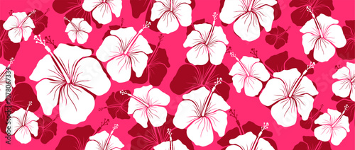 aloha hibiscus tropical flower hawaiian seamless pattern nature floral summer fabric Shirt wallpaper clothing abstract background