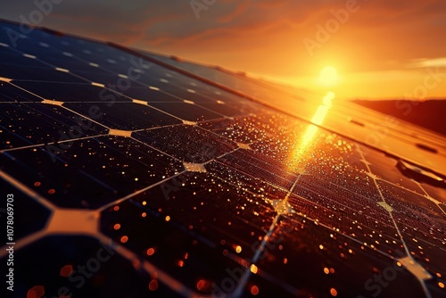 Close-up of a solar panel capturing sunlight. photo