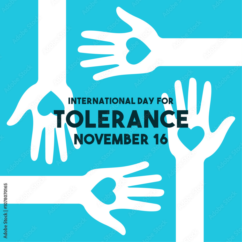 Fototapeta premium International Day for Tolerance. November 16. Blue background. Flat design vector.