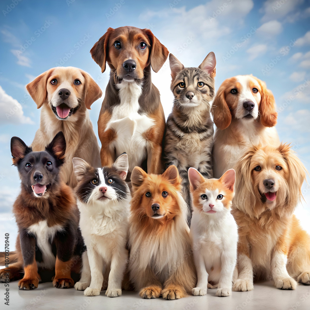 group of pets group of pet in front of a background