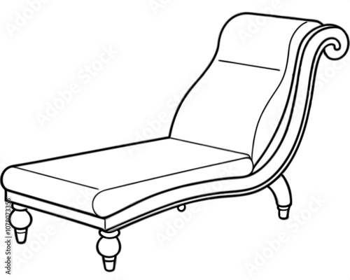 Chaise Lounge Coloring Page on White Background