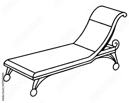 Chaise Lounge Coloring Page on White Background