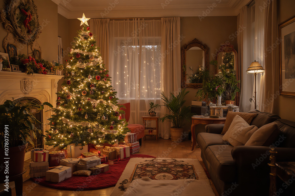 Christmas tree in living room Christmas tree in living room