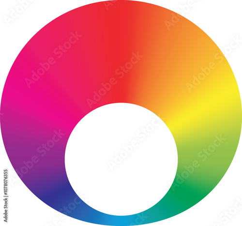 Color ring - arrangement of color hues around a wheel or disc. Vector illustration with rainbow light spectrum gradient