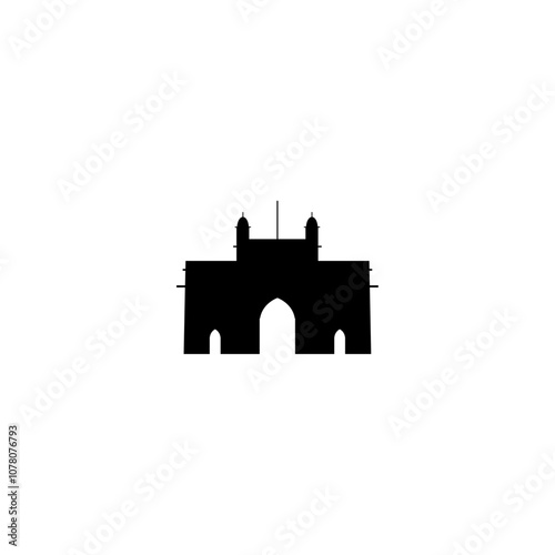 Arc vector icon. Isolated arch, gateway clipart, black and white contour