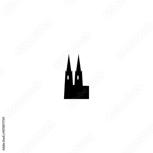 Cathedral vector icon. Isolated small and minimalistic european church pictogram, logo, black and white contour