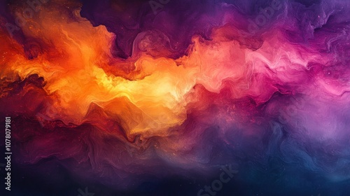 Abstract colorful background with swirling clouds of vibrant hues.