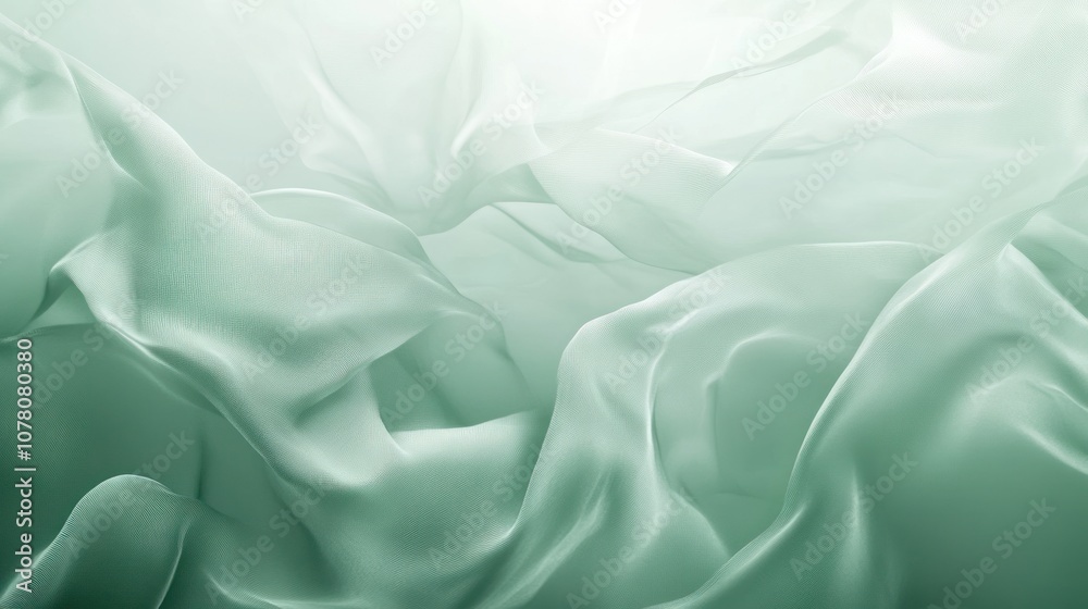 Soft, flowing fabric in a light green hue, creating a serene and calming atmosphere. Soft, flowing fabric in a light green hue, creating a serene and calming atmosphere.