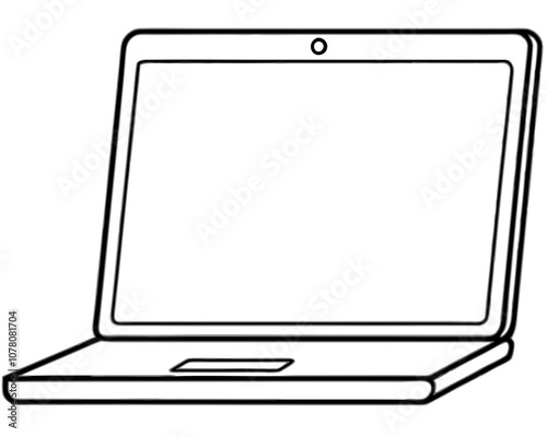 Apple Laptop Coloring Page on White Background