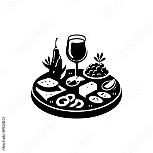 Simple Vector Icon of a Tapas platter – Logo Design Illustration