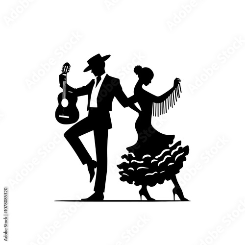 Simple Vector Icon of a spanish Flamenco Music and Dance – Logo Design Illustration