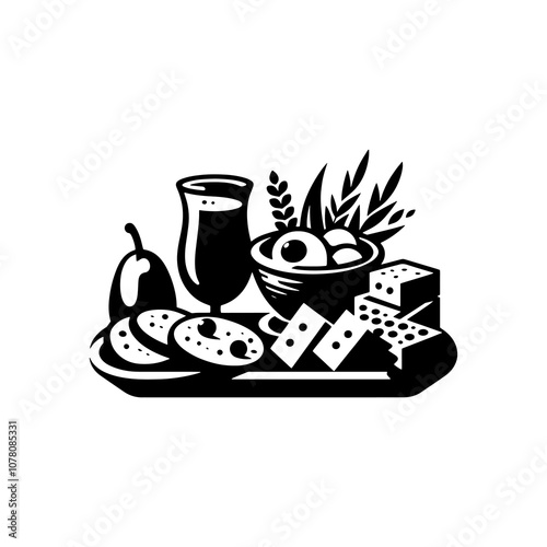 Simple Vector Icon of a tapas dishes – Logo Design Illustration