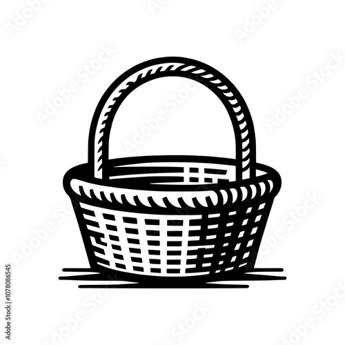 Simple Vector Icon of a Harvest Basket – Logo Design Illustration