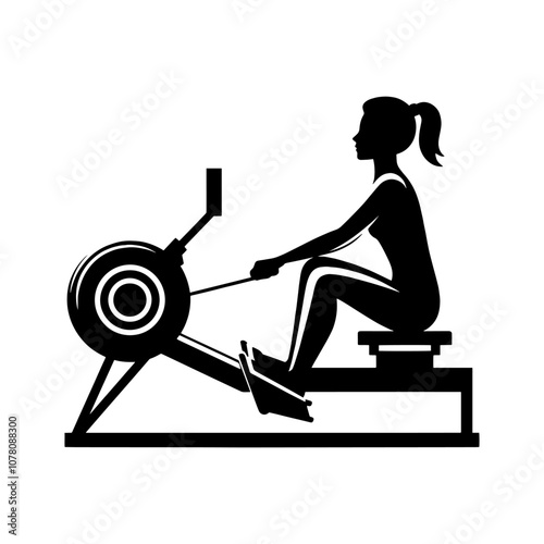 Simple Vector Icon of a woman Rowing Machine – Logo Design Illustration