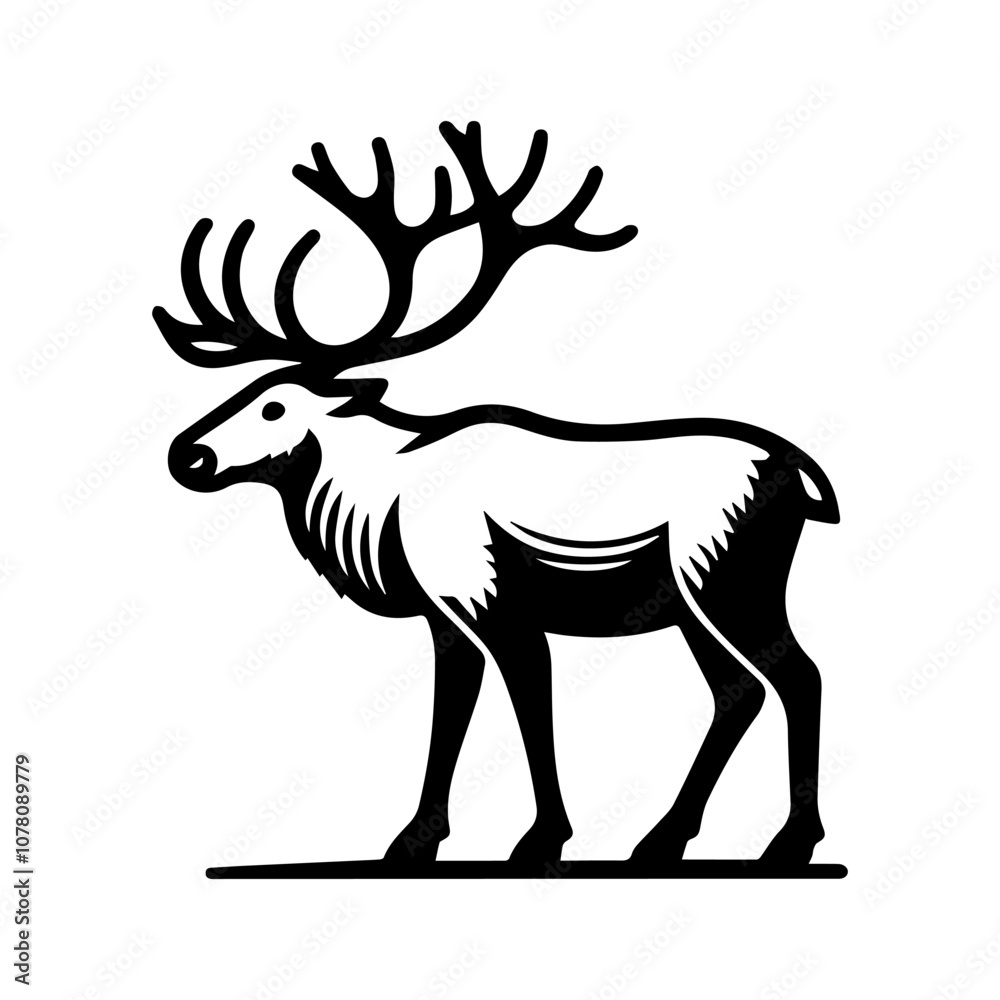 Obraz premium Simple Vector Icon of a Peary Caribou – Logo Design Illustration