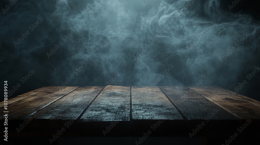 Empty Wooden Table with Smoke Floating Up on Dark Background
Empty Wooden Table with Smoke Floating Up on Dark Background