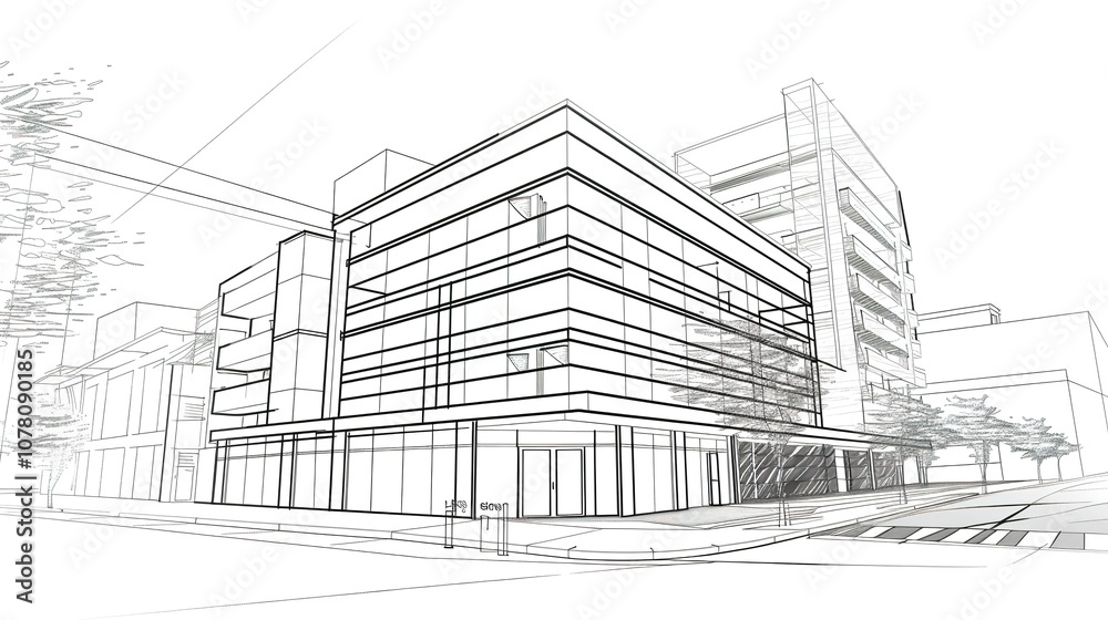 Black and White Urban Building Outline - a minimalist and striking visual. The monochromatic drawing highlights the architectural elegance and outlines the urban landscape in a bold manner. Black and White Urban Building Outline - a minimalist and striking visual. The monochromatic drawing highlights the architectural elegance and outlines the urban landscape in a bold manner.