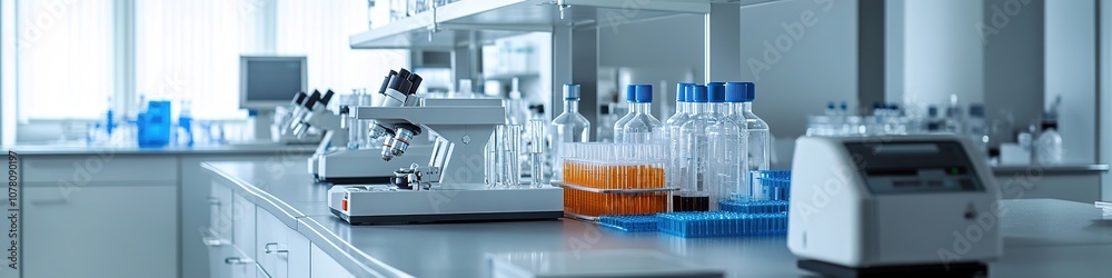 Modern laboratory interior with scientific equipment. Modern laboratory interior with scientific equipment.