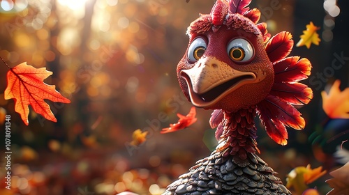 Wallpaper Mural Happy Cartoon Turkey Showing Off. Illustration. Thanksgiving Torontodigital.ca