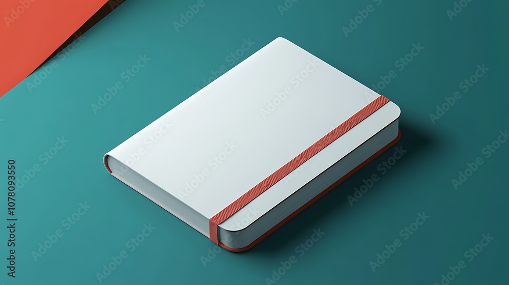 A minimalist, closed notebook with a red band on a teal surface, suggesting organization and creativity. A minimalist, closed notebook with a red band on a teal surface, suggesting organization and creativity.