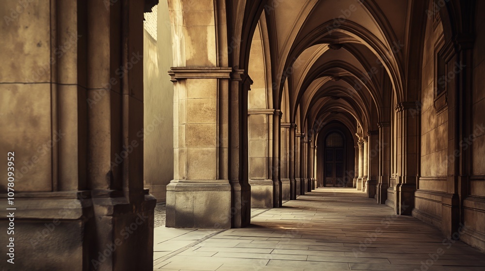Naklejka premium Historic Archway Corridor View