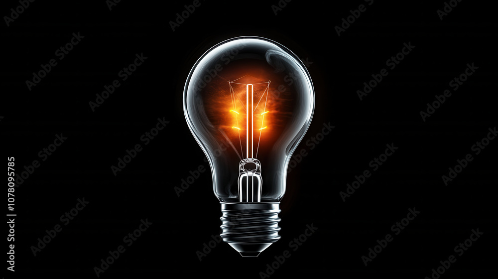 glowing lightbulb with vibrant filament illuminates against dark background, creating striking visual contrast. warm glow evokes sense of creativity and inspiration glowing lightbulb with vibrant filament illuminates against dark background, creating striking visual contrast. warm glow evokes sense of creativity and inspiration