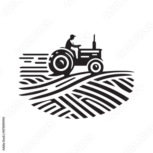 a simple illustration of  farmer tractor - vector logo design