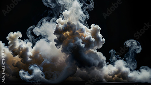 white smoke on a black background closeup