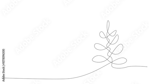 Wallpaper Mural Christmas tree line drawing, continuous line drawing of pine, Christmas or New Year decoration, Contour sketch of Christmas tree, minimalist Christmas tree in single line style vector illustration Torontodigital.ca