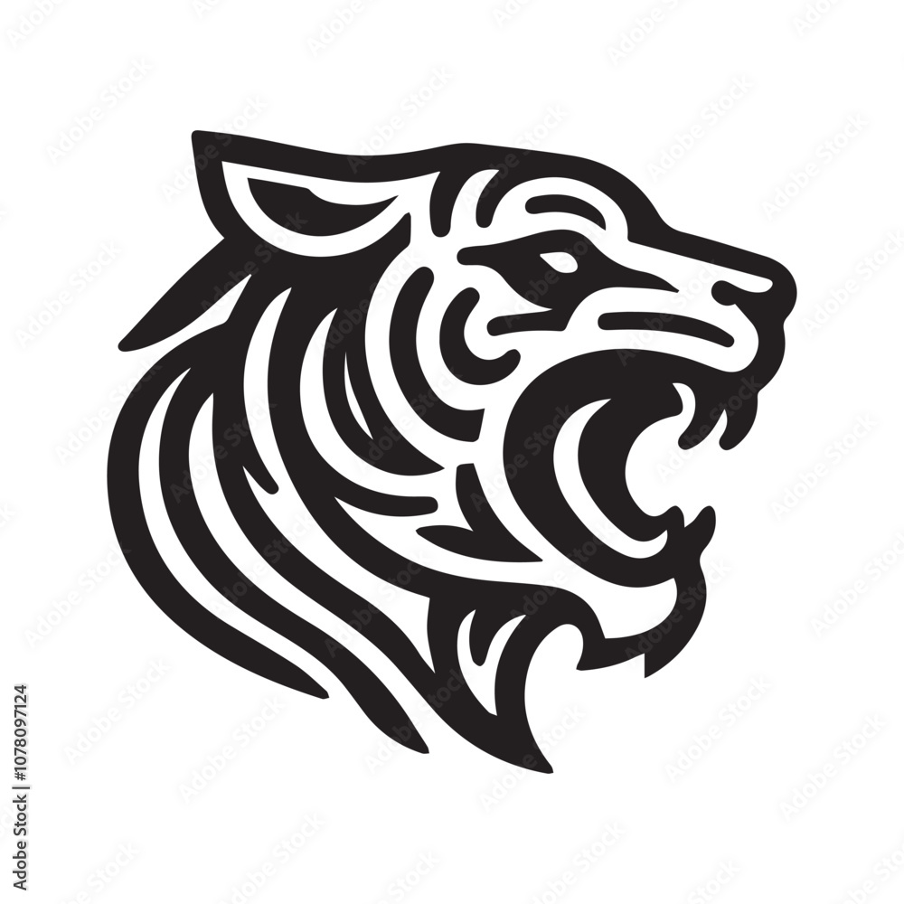 Fototapeta premium a simple illustration of tiger roar - vector logo design