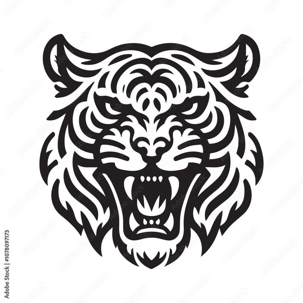 Fototapeta premium a simple illustration of tiger roar - vector logo design