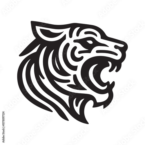 Wallpaper Mural a simple illustration of tiger roar - vector logo design Torontodigital.ca