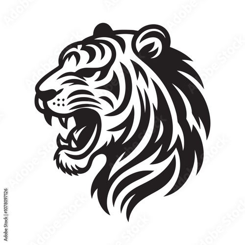 Wallpaper Mural a simple illustration of tiger roar - vector logo design Torontodigital.ca