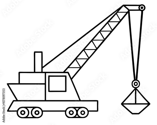 Cargo Crane Coloring Page on White Background