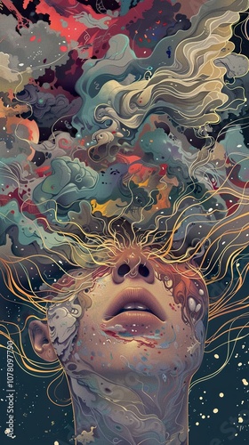 Abstract Psychedelic Art: Cosmic Dreamscape of the Human Mind