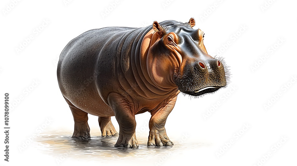 Obraz premium The hippopotamus is a large, semi aquatic mammal that inhabits savannas and bodies of water in sub Saharan Africa